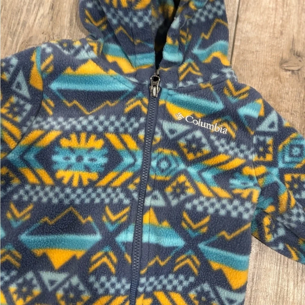 Columbia Kids' Vibrant Blue and Yellow Geometric Bunting Snowsuit Size 3-6 Month